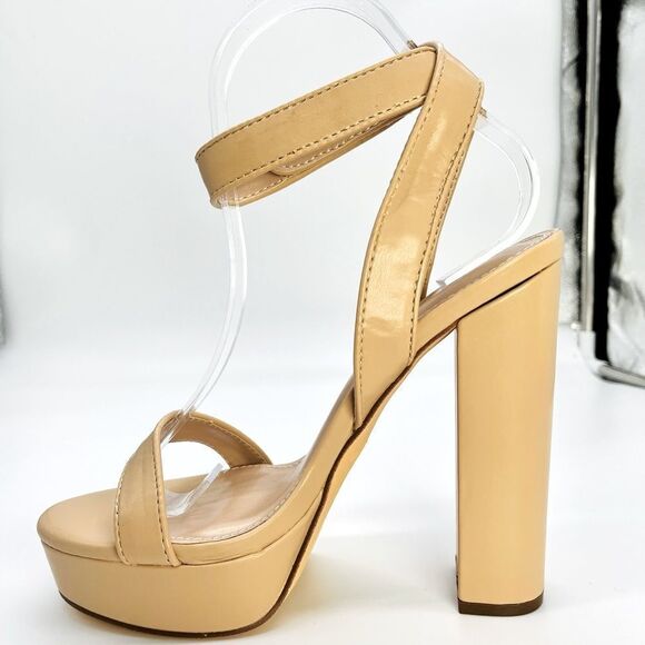 NUDE FAUX LEATHER PLATFORM SANDAL - Picture 3 of 6
